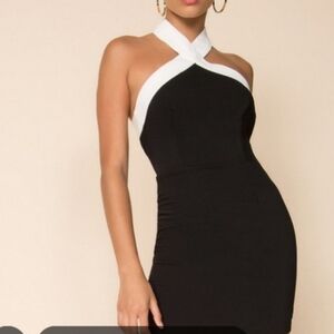 Superdown Strapless Black and White Dress